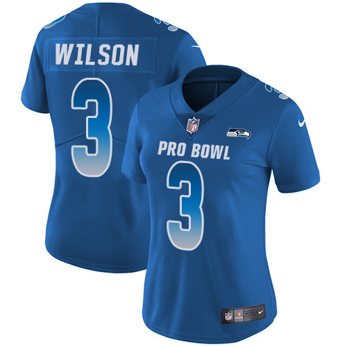 Nike Seahawks #3 Russell Wilson Royal Women's Stitched NFL Limited NFC 2018 Pro Bowl Jersey